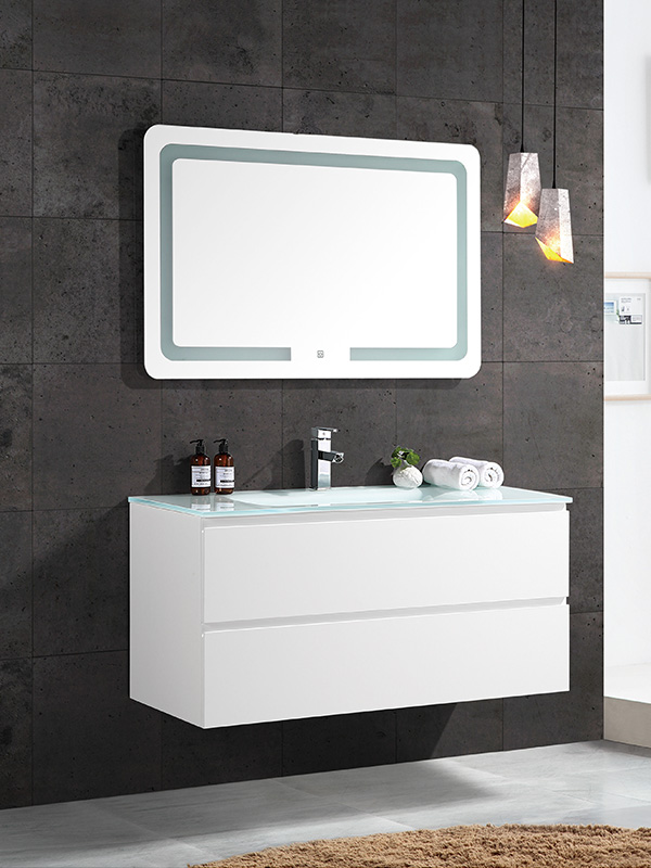 Ensemble de meuble de salle de bain suspendu blanc 120 cm, cuve unique