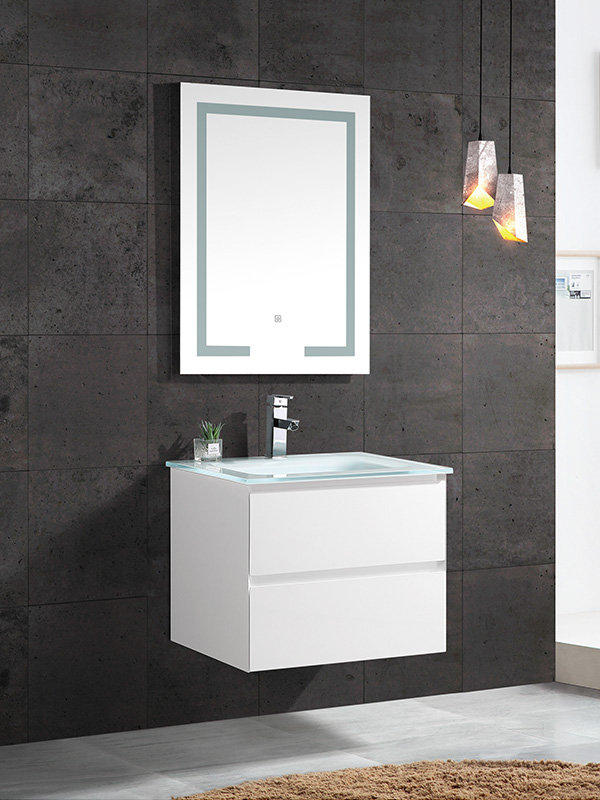 Ensemble de meuble de salle de bain suspendu blanc de 60 cm