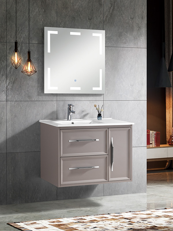 Ensemble de meuble de salle de bain moderne et élégant de 90 cm avec lavabo en céramique