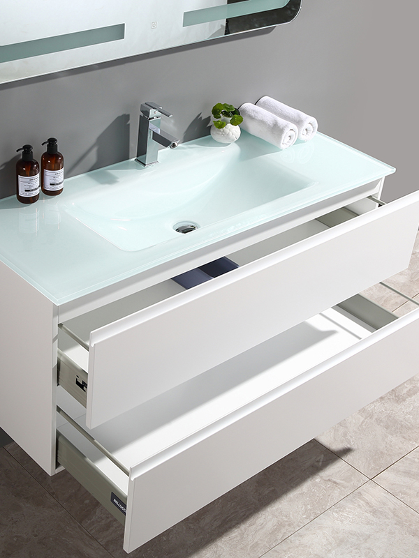 Ensemble de meuble de salle de bain suspendu blanc 120 cm, cuve unique