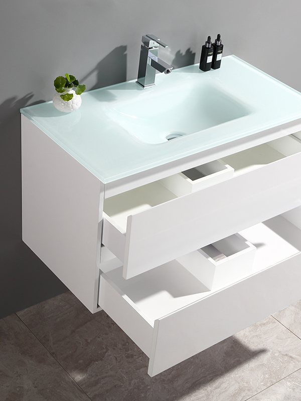 Ensemble de meuble de salle de bain suspendu blanc 80 cm, cuve unique