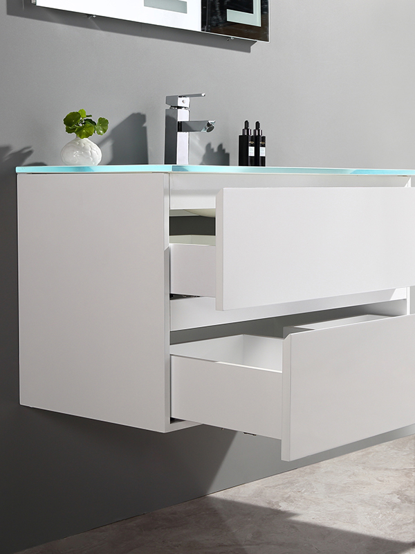 Ensemble de meuble de salle de bain suspendu blanc 80 cm, cuve unique