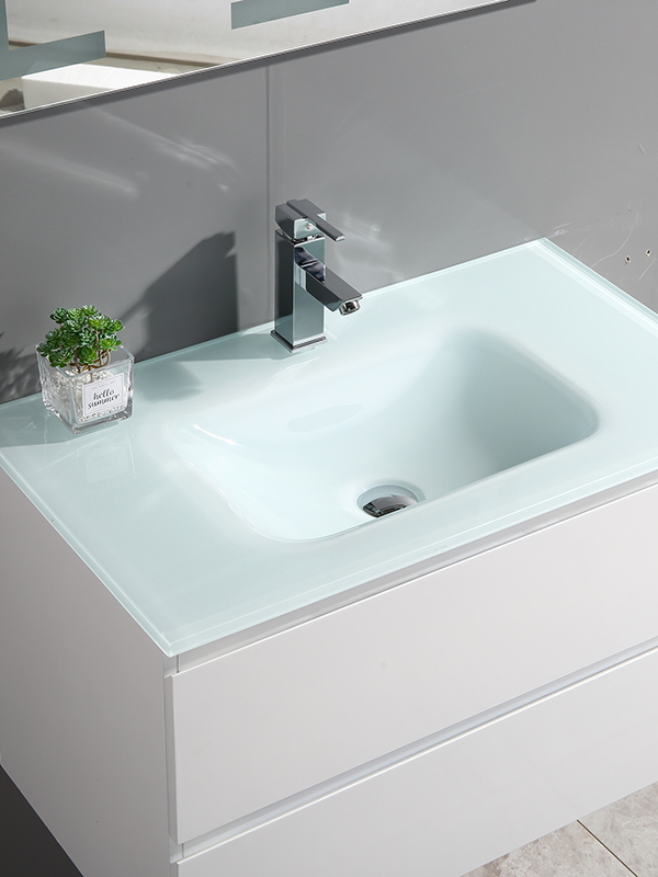 Ensemble de meuble de salle de bain suspendu blanc 80 cm, cuve unique