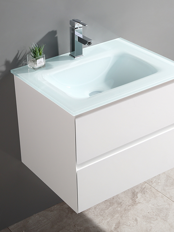 Ensemble de meuble de salle de bain suspendu blanc de 60 cm