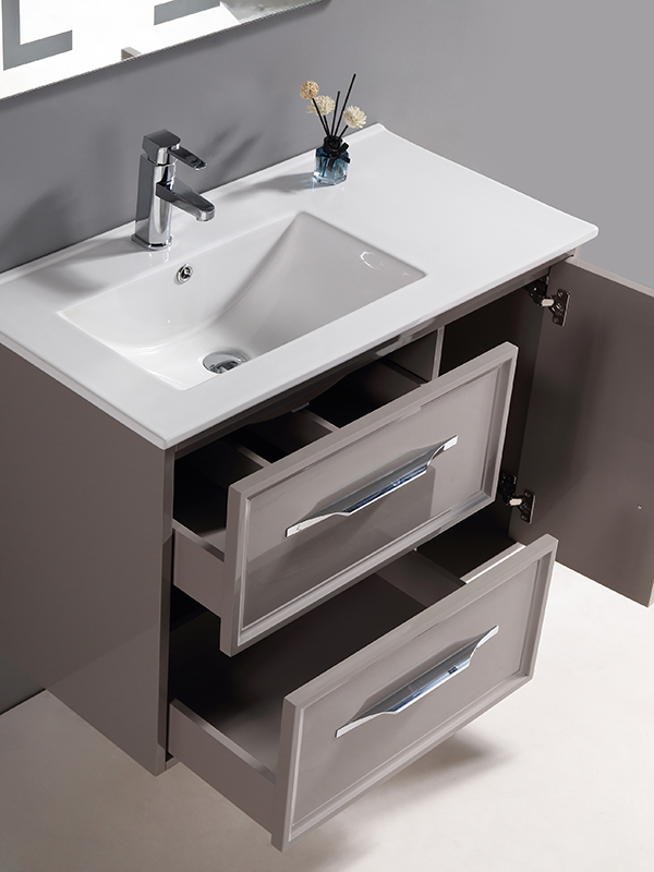 Ensemble de meuble de salle de bain moderne et élégant de 90 cm avec lavabo en céramique