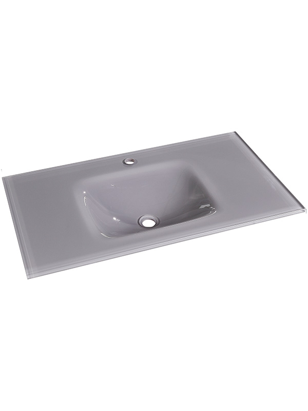 Vasque à poser rectangulaire en verre gris 90cm Lavabos de salle de bain