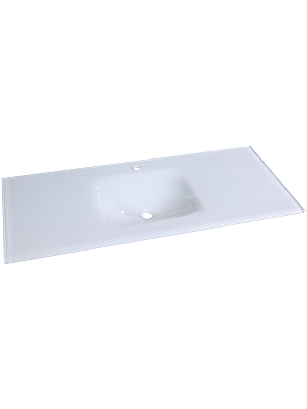 Vasque à poser en verre extra clair mat 120 cm avec vasque simple