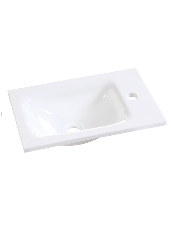 Lavabos de salle de bain en verre blanc pur de 43 cm