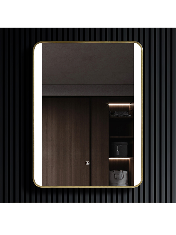 Personnalisation miroir LED intelligent cadre en métal doré Pour le bain