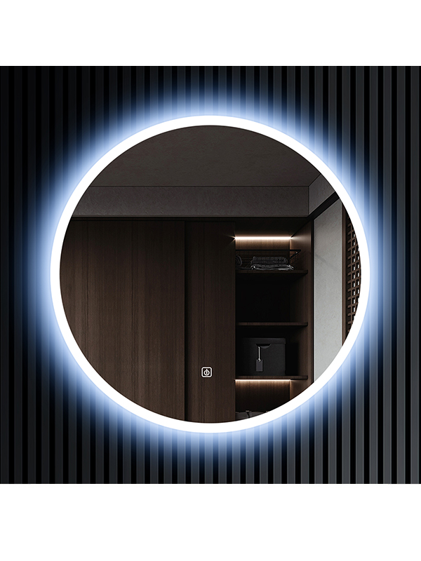 Miroir led de salle de bain rond rétro-éclairé avec cadre ACRYLIQUE design étanche