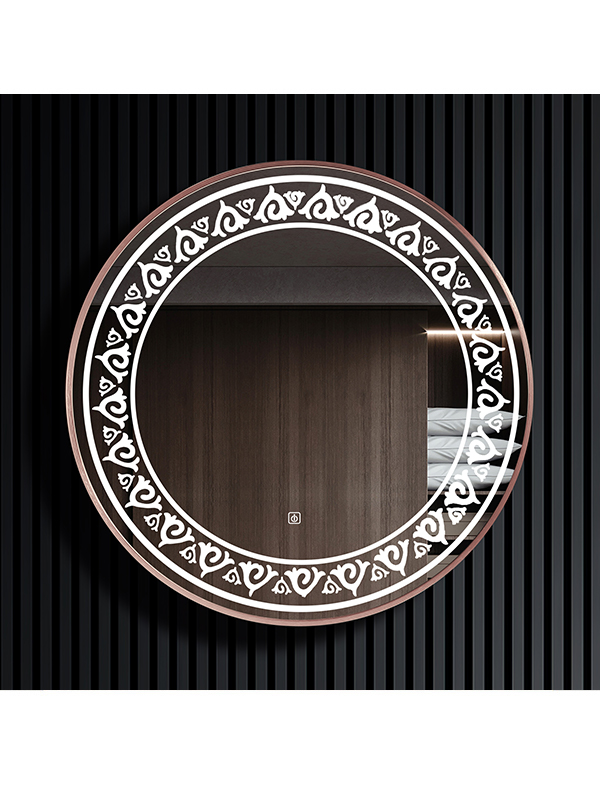 Miroir led de salle de bain rond de cadre en laiton antique de luxe de salle de bains imperméable simple populaire